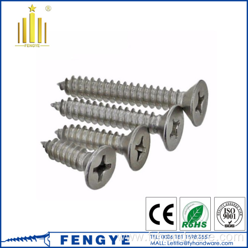 Flat head point thread cutting self tapping screw